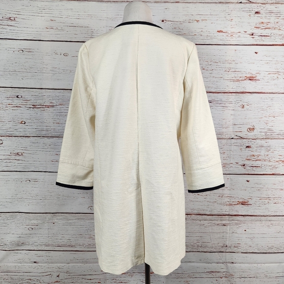TALBOTS Twill Knit Jacket Ivory and Black Size 10 New With Tags - Picture 4 of 8